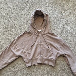 Garage Tan Cropped Hoodie Jacket